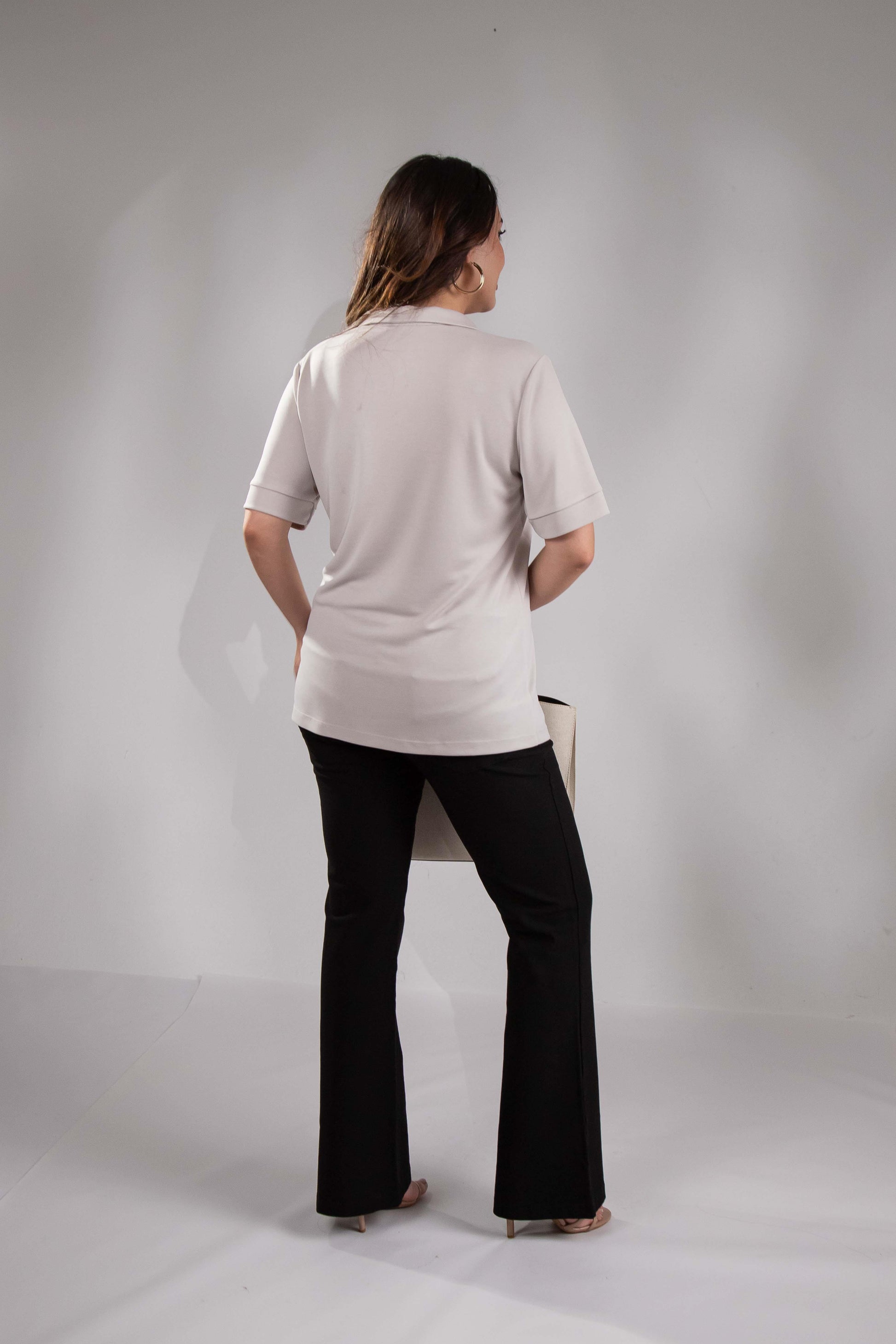 1112038 Plus Size, Shirt Collar Blouse, Beige
