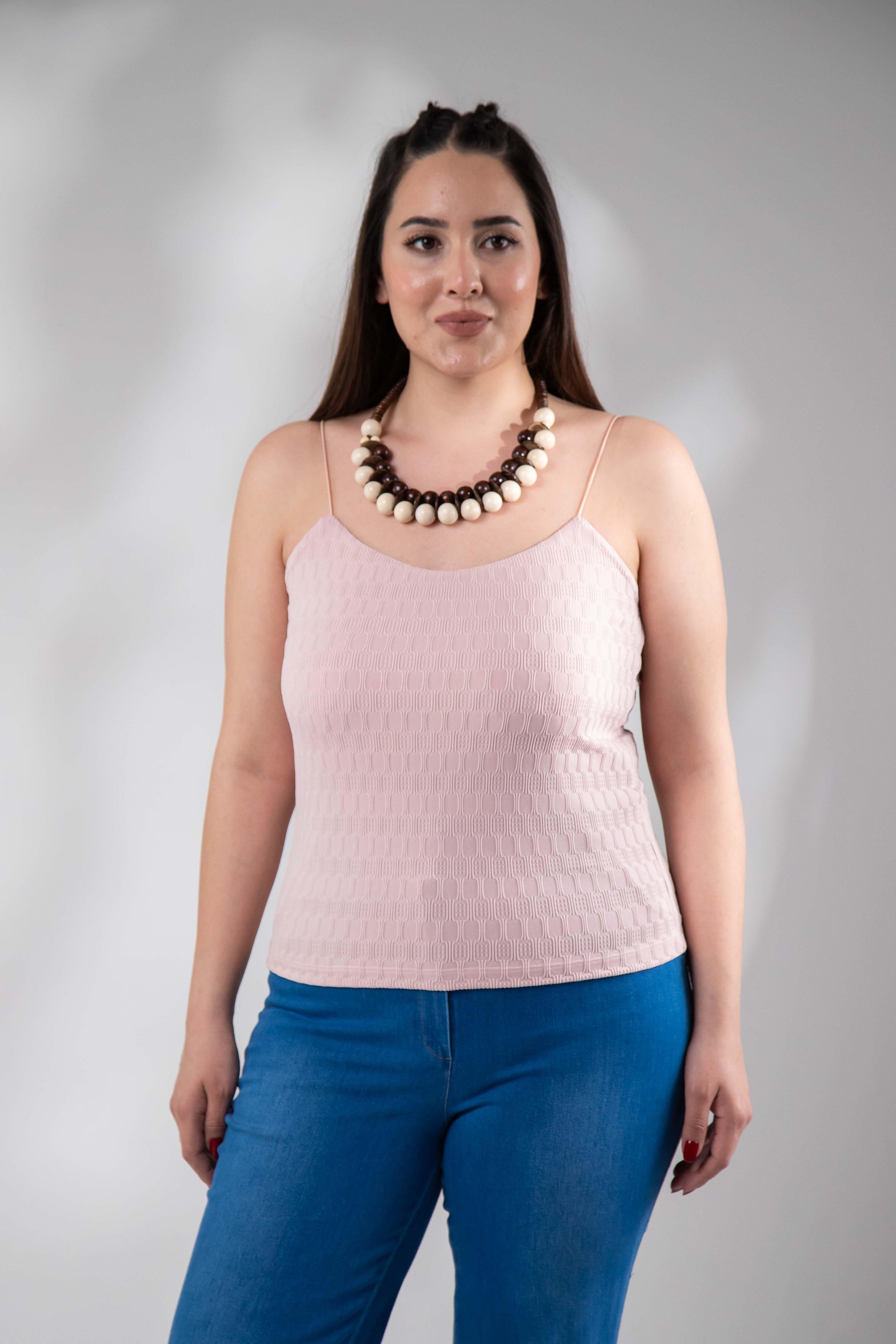 roXLLen 1122557 Pembe Askılı Desenli Bluz